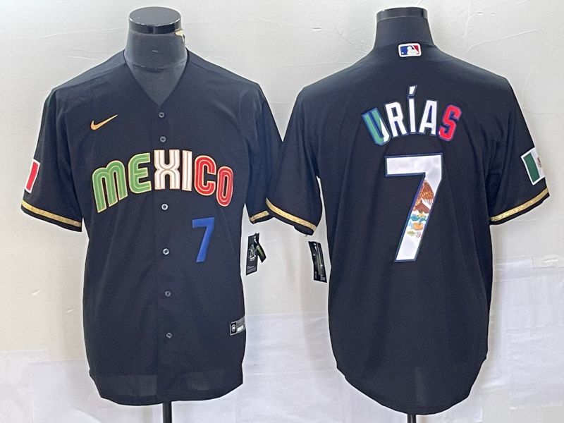 Men 2023 World Cub Mexico #7 Urias Black Nike MLB Jersey style 918